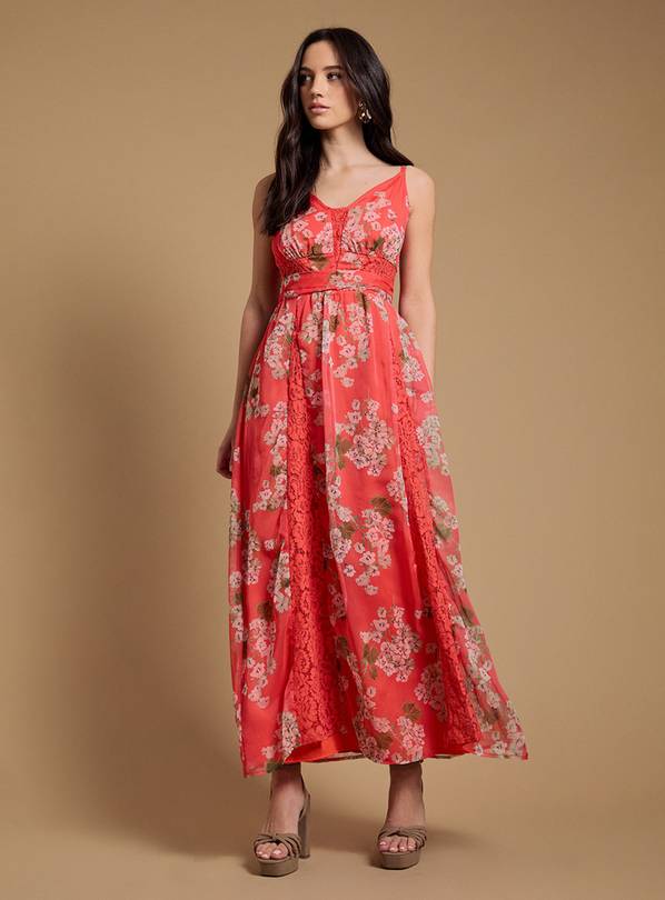 OASIS Lace Trim Deep Waist Midaxi Dress 12